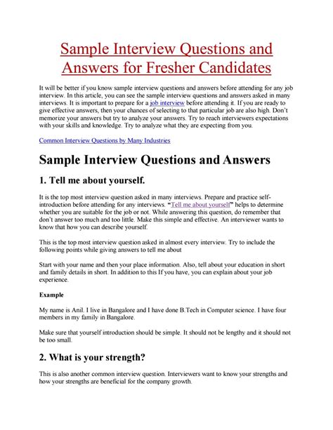 Sample interview question and answer