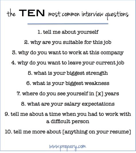 What are the ten most typical interview questions and their responses?